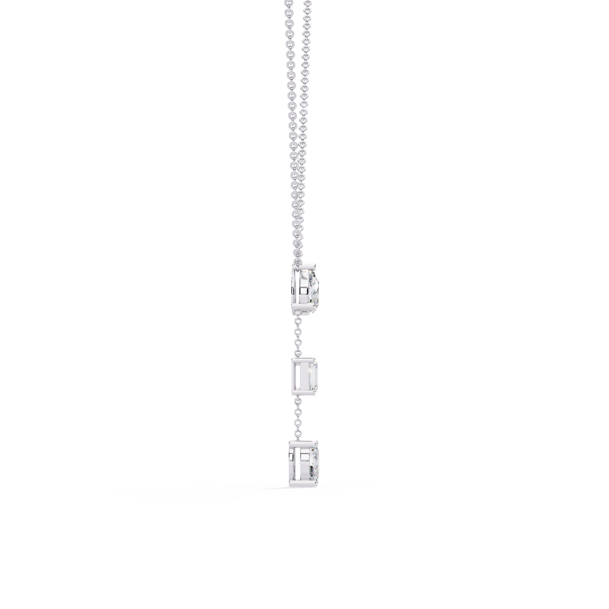 10k Solid Rose Gold  Oval , Pear And Emerald Cut 1.54 Ct Lab Grown Three Diamond Unique occasionally Wear Necklace - HIGHCARAT DIAMONDS