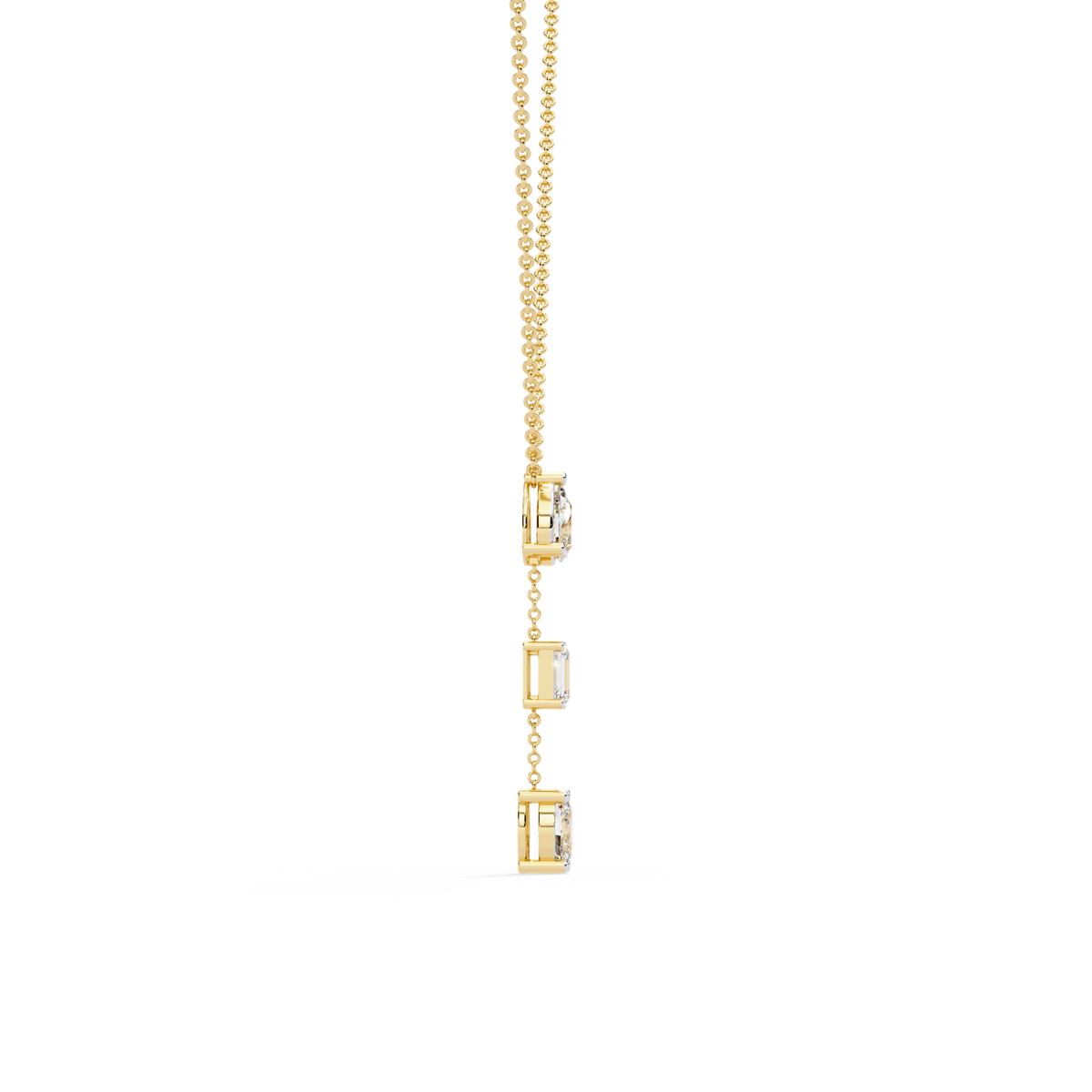 10k Solid Rose Gold  Oval , Pear And Emerald Cut 1.54 Ct Lab Grown Three Diamond Unique occasionally Wear Necklace - HIGHCARAT DIAMONDS