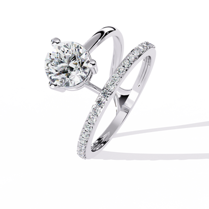 10k Solid White Gold 1.51Ct Round Cut Diamond Dainty Split Minimalist Party Wear Ring For Her - HIGHCARAT DIAMONDS