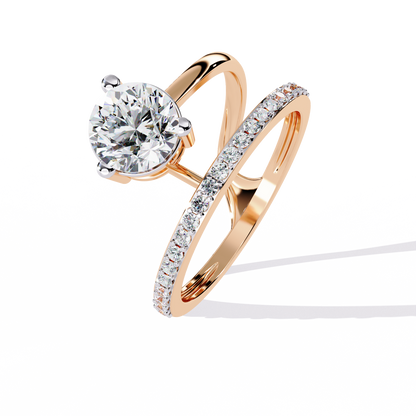 10k Solid White Gold 1.51Ct Round Cut Diamond Dainty Split Minimalist Party Wear Ring For Her - HIGHCARAT DIAMONDS