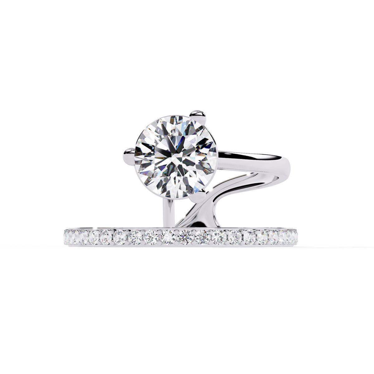 10k Solid White Gold 1.51Ct Round Cut Diamond Dainty Split Minimalist Party Wear Ring For Her - HIGHCARAT DIAMONDS