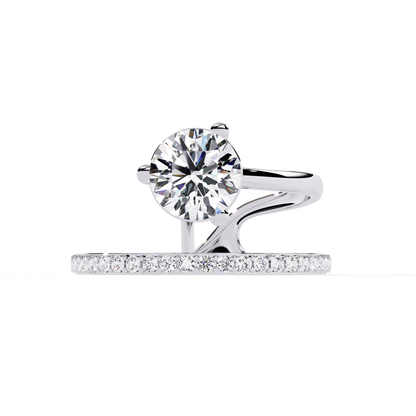 10k Solid White Gold 1.51Ct Round Cut Diamond Dainty Split Minimalist Party Wear Ring For Her - HIGHCARAT DIAMONDS