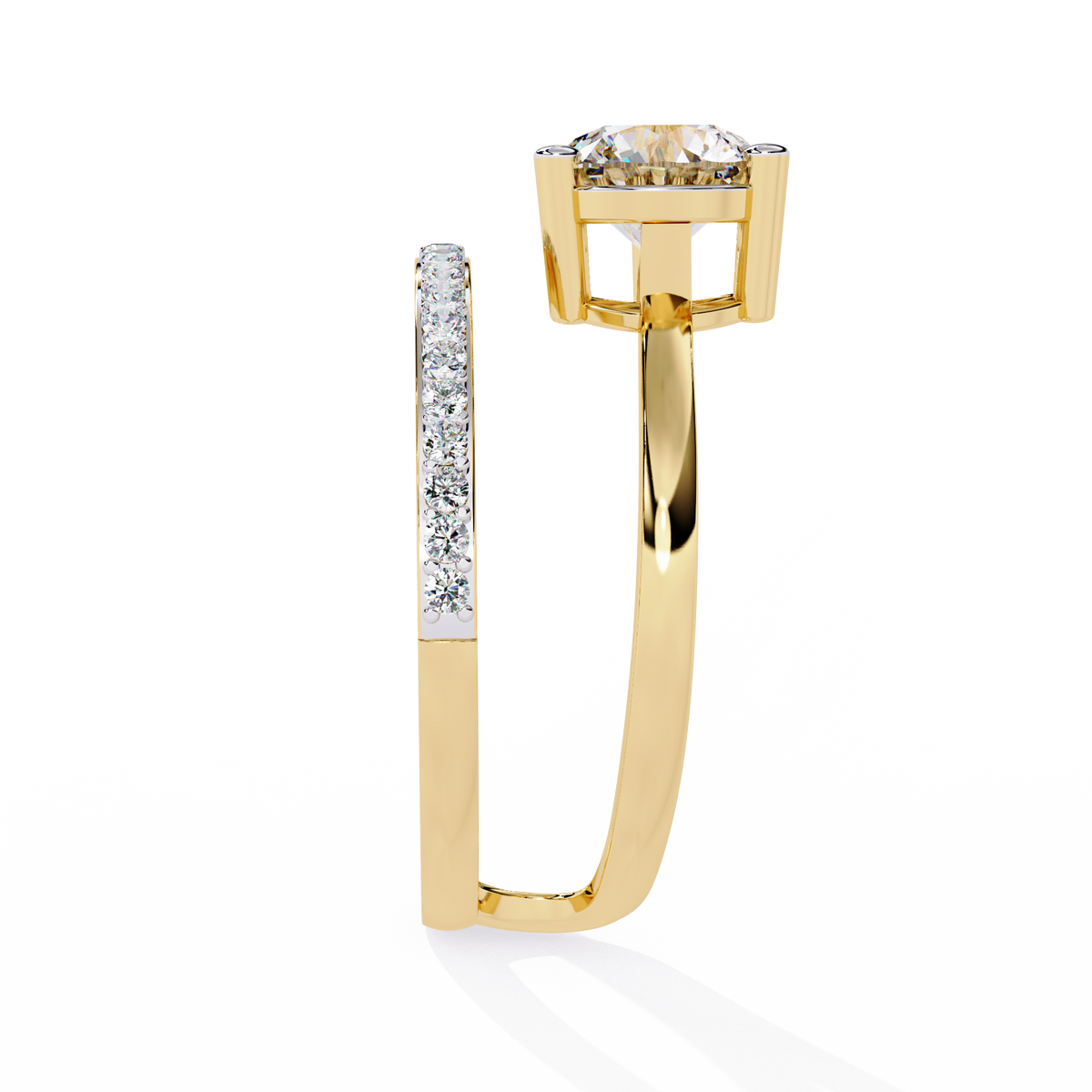 10k Solid White Gold 1.51Ct Round Cut Diamond Dainty Split Minimalist Party Wear Ring For Her - HIGHCARAT DIAMONDS