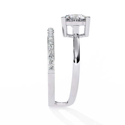 10k Solid White Gold 1.51Ct Round Cut Diamond Dainty Split Minimalist Party Wear Ring For Her - HIGHCARAT DIAMONDS