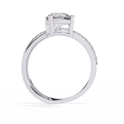10k Solid White Gold 1.51Ct Round Cut Diamond Dainty Split Minimalist Party Wear Ring For Her - HIGHCARAT DIAMONDS