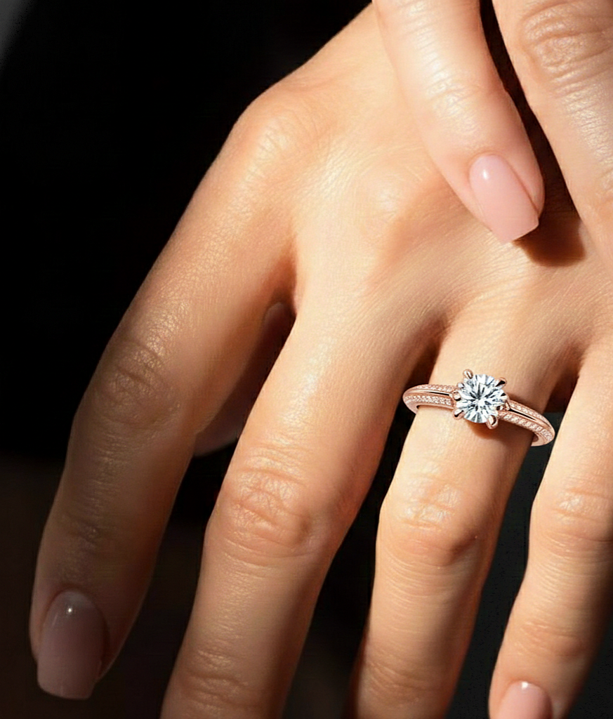 10k Solid White Gold Engagement Ring With Round Cut Lab Grown Diamond Perfect Gift For Her - HIGHCARAT DIAMONDS #wearthelook