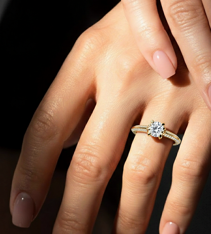 10k Solid White Gold Engagement Ring With Round Cut Lab Grown Diamond Perfect Gift For Her - HIGHCARAT DIAMONDS #wearthelook