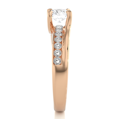 10k Solid White Gold Round Cut Diamond Solitaire with Accent classic modern Diamond Ring For her - HIGHCARAT DIAMONDS