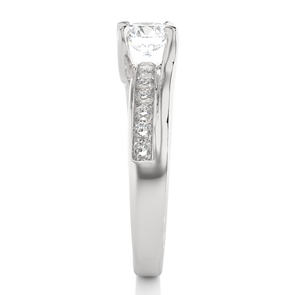 10k Solid White Gold Round Cut Diamond Solitaire with Accent classic modern Diamond Ring For her - HIGHCARAT DIAMONDS