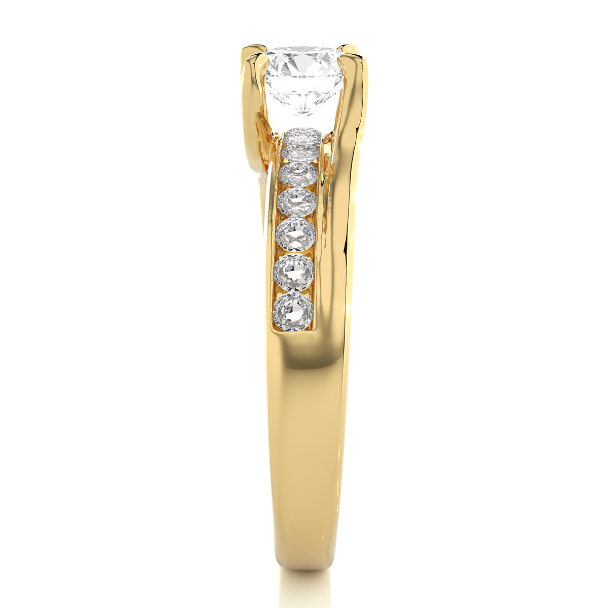 10k Solid White Gold Round Cut Diamond Solitaire with Accent classic modern Diamond Ring For her - HIGHCARAT DIAMONDS