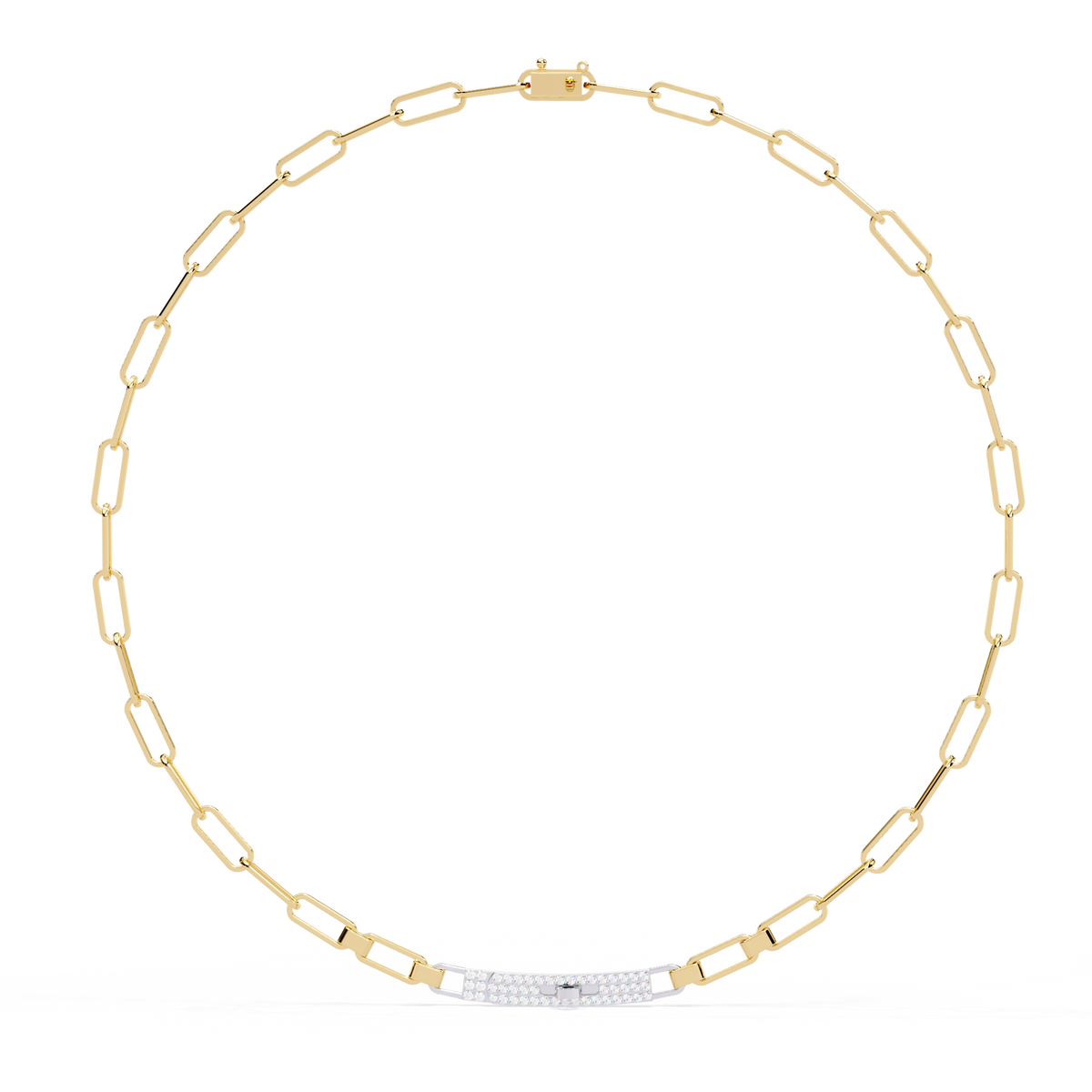 10k Solid White Gold  Round Cut Lab Grown And Natural  Unique Cluster Art Deco Daily Wear Chain Necklace - HIGHCARAT DIAMONDS