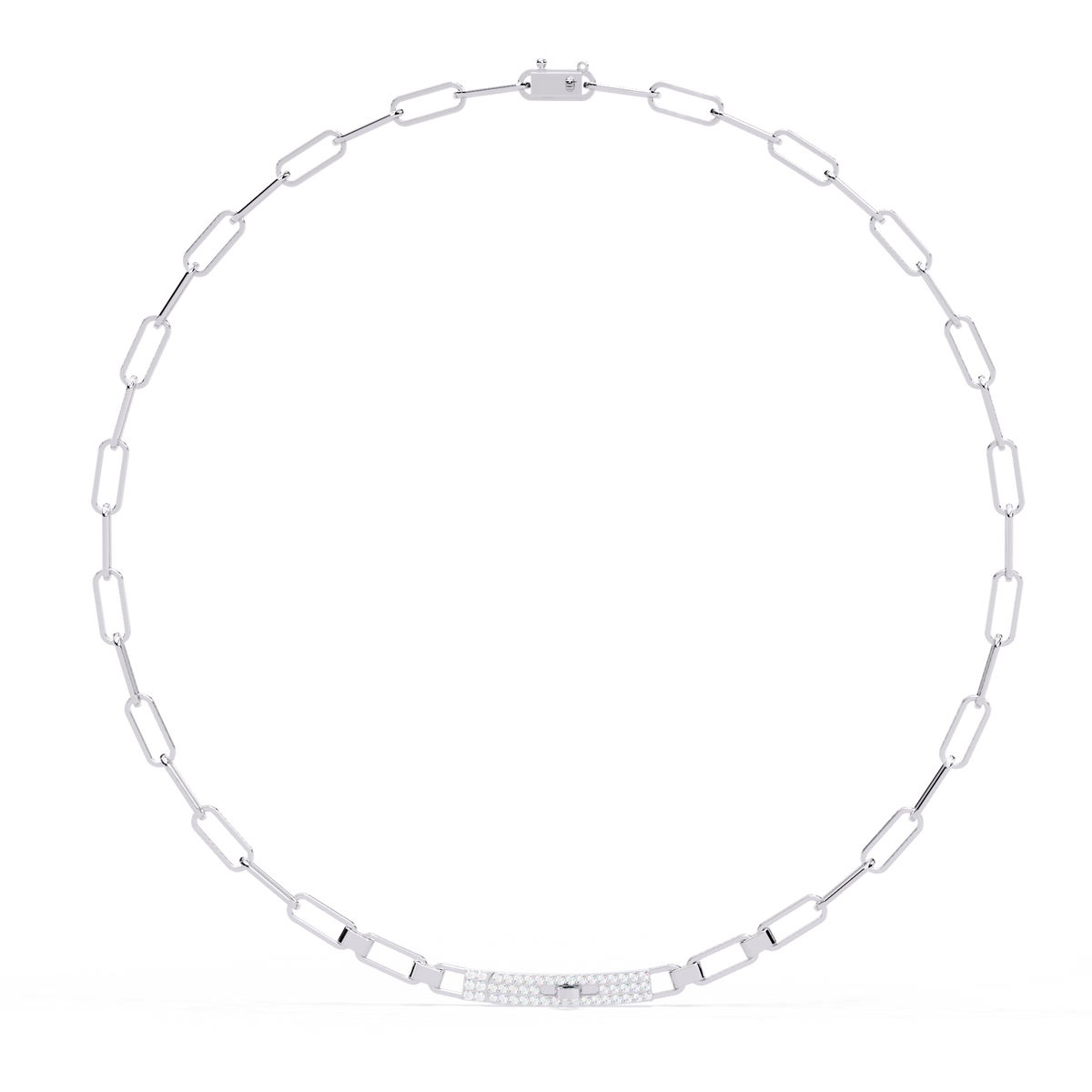 10k Solid White Gold  Round Cut Lab Grown And Natural  Unique Cluster Art Deco Daily Wear Chain Necklace - HIGHCARAT DIAMONDS