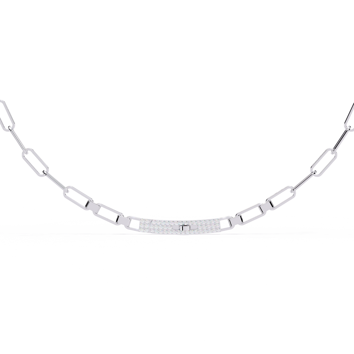 10k Solid White Gold  Round Cut Lab Grown And Natural  Unique Cluster Art Deco Daily Wear Chain Necklace - HIGHCARAT DIAMONDS