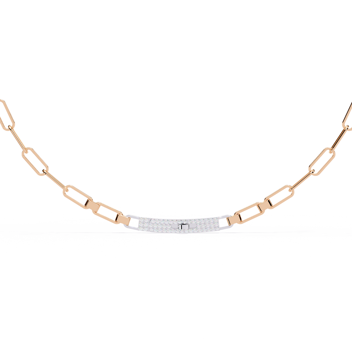 10k Solid White Gold  Round Cut Lab Grown And Natural  Unique Cluster Art Deco Daily Wear Chain Necklace - HIGHCARAT DIAMONDS