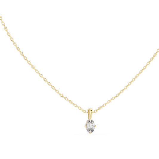 0.50 Oval Cut Stunning Labgrown Diamond Solitaire Pendant For Her In 14K solid Gold - HIGHCARAT DIAMONDS