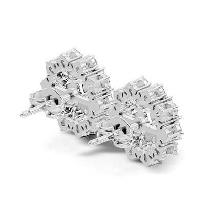 3.35 Ct Pear and Round Cut Lab Grown Diamond Floral Stud Earring