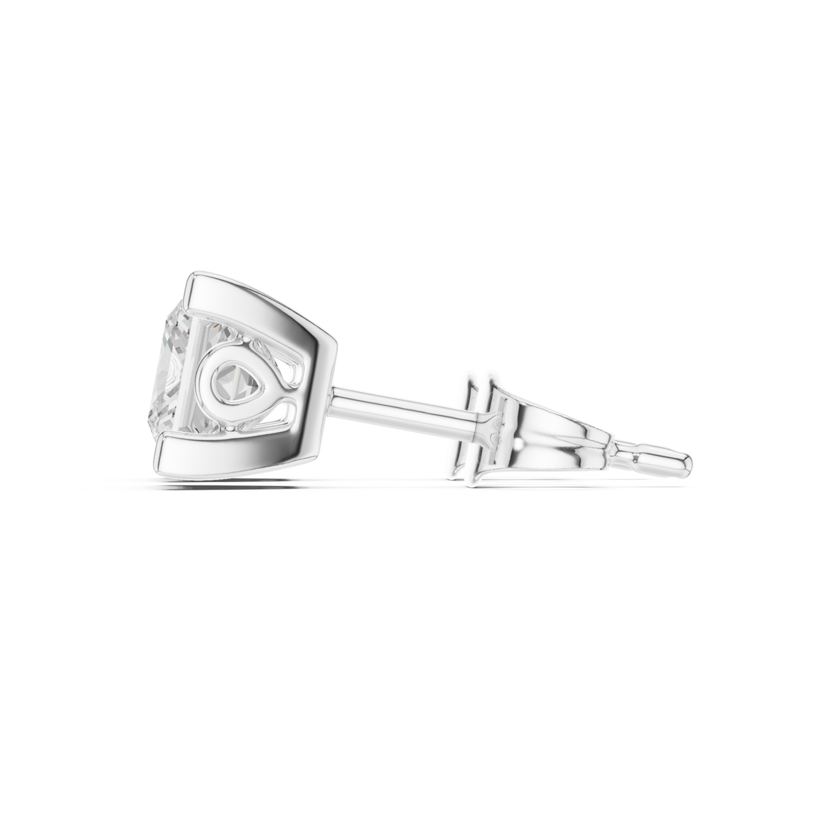 Princess Cut Lab Grown Diamond Solitaire Stud Earring