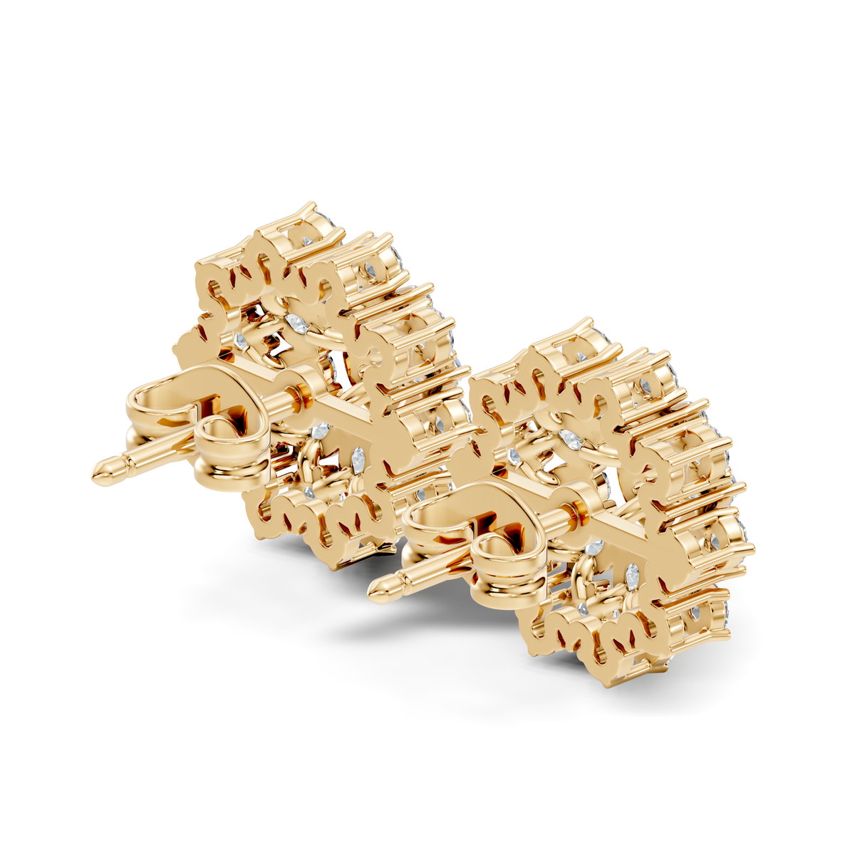 3.35 Ct Pear and Round Cut Lab Grown Diamond Floral Stud Earring