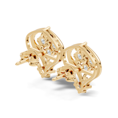 Lab Grown Round Cut Diamond Vintage Scroll Cluster Stud Earring