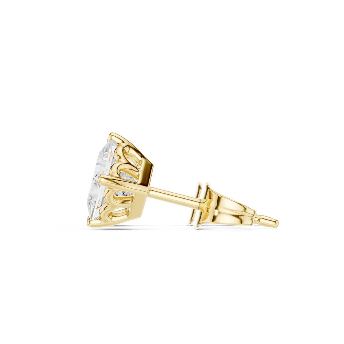 Princess Cut Lab Grown Diamond Prong Set Stud Earring