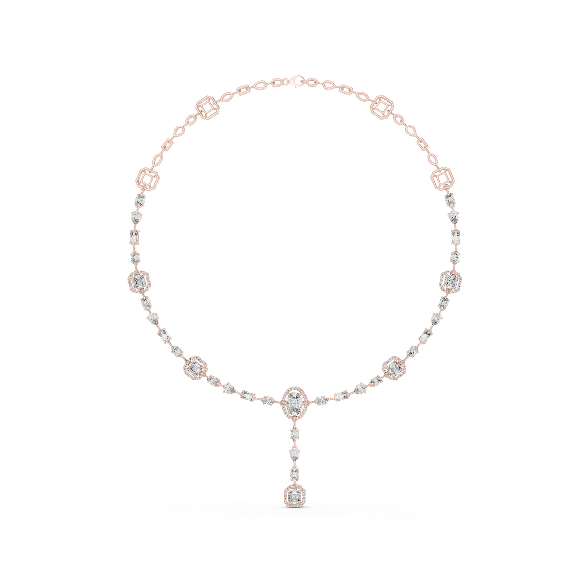 10k Solid Gold White Gold All Shapes Lab Grown Diamond Daily Wear Diamond Necklace For You - HIGHCARAT DIAMONDS