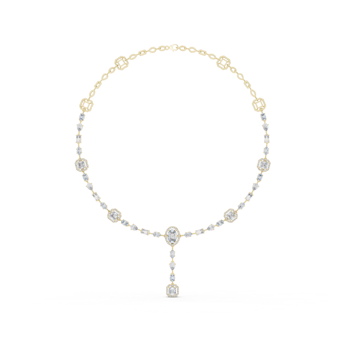 10k Solid Gold White Gold All Shapes Lab Grown Diamond Daily Wear Diamond Necklace For You - HIGHCARAT DIAMONDS