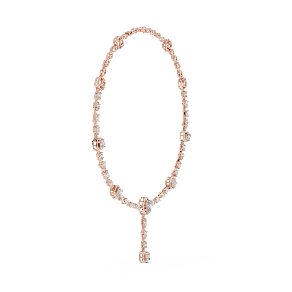 10k Solid Gold White Gold All Shapes Lab Grown Diamond Daily Wear Diamond Necklace For You - HIGHCARAT DIAMONDS