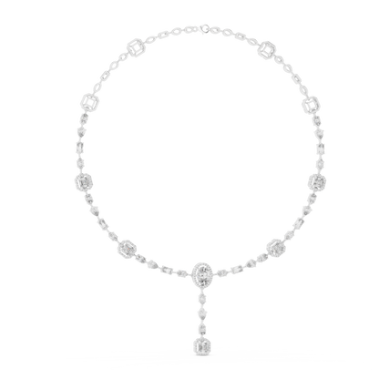 10k Solid Gold White Gold All Shapes Lab Grown Diamond Daily Wear Diamond Necklace For You - HIGHCARAT DIAMONDS