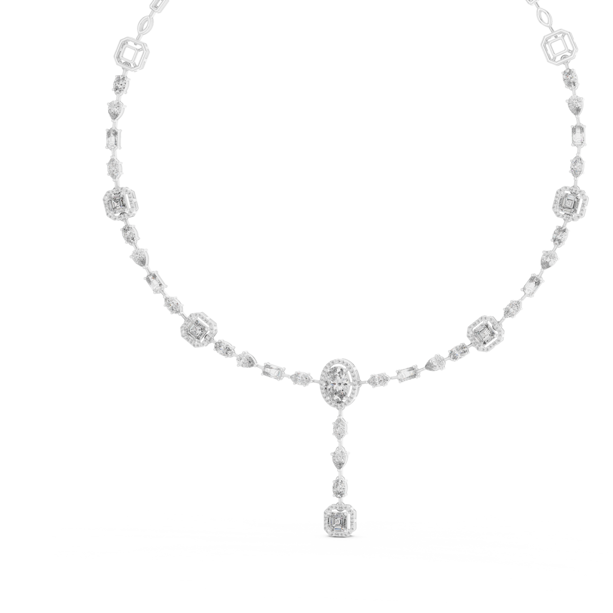 10k Solid Gold White Gold All Shapes Lab Grown Diamond Daily Wear Diamond Necklace For You - HIGHCARAT DIAMONDS