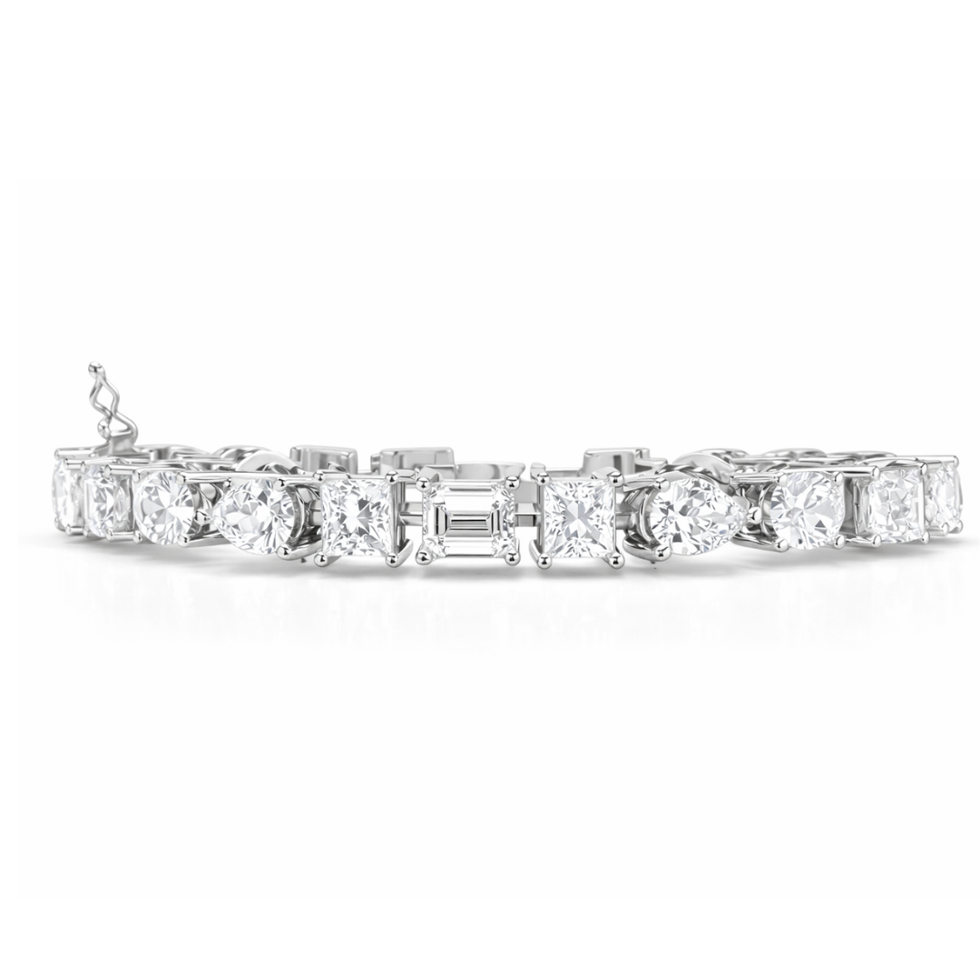 13.84Ct Multi Shape Diamond Minimalist  Antique Vintage Inspired Handcrafted Stunning Tennis Bracelet For Her - HIGHCARAT DIAMONDS