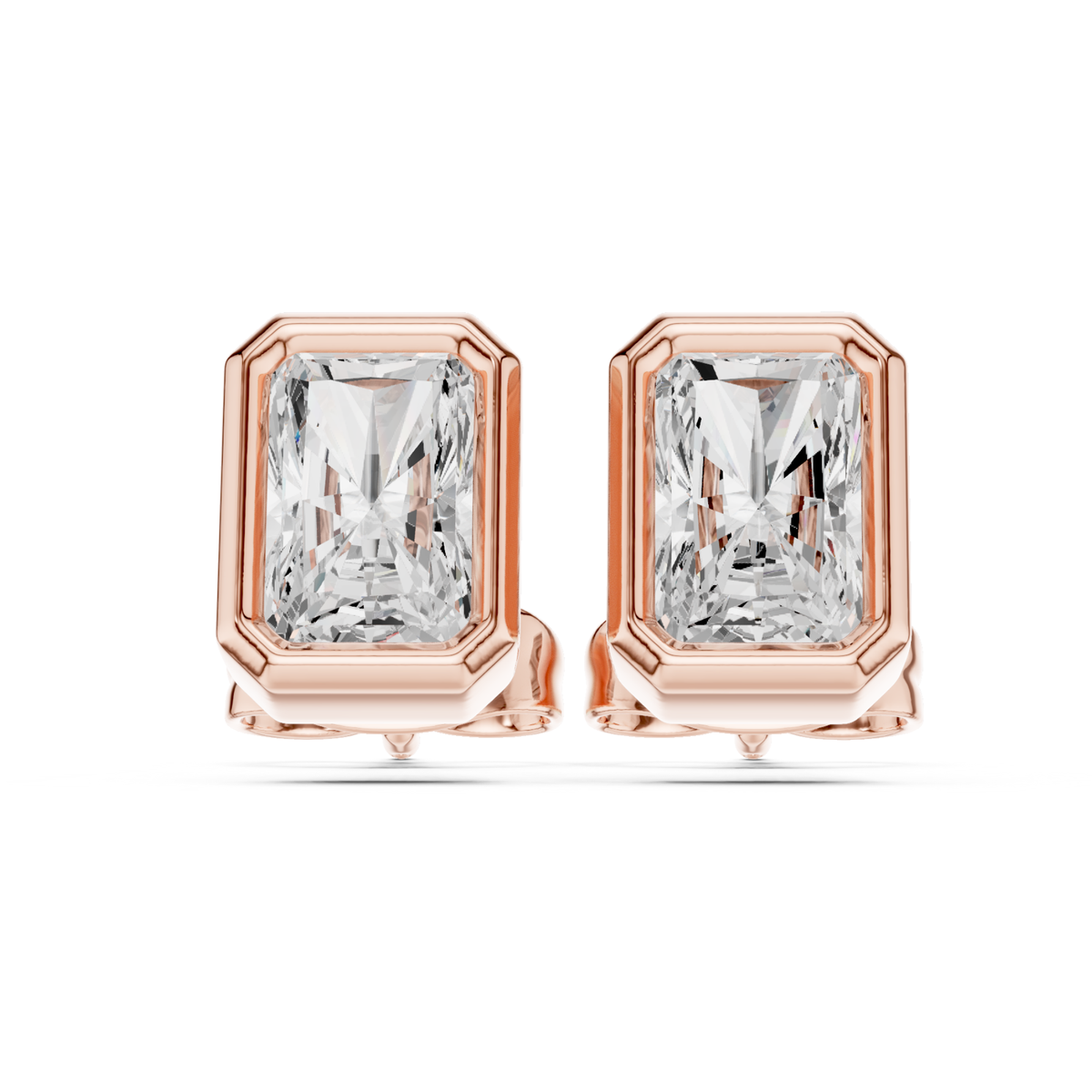 Radiant Cut Lab Grown Diamond Vintage Stud Earrings
