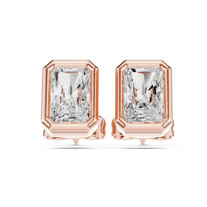 Radiant Cut Lab Grown Diamond Vintage Stud Earrings