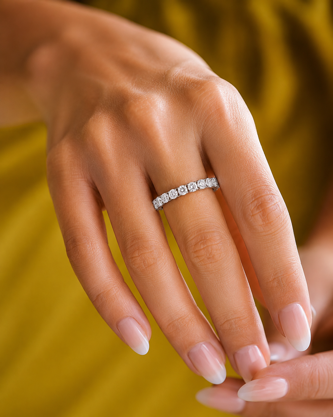 Channel Set Lab Grown Diamond Eternity Band , 14K White Gold, Yellow Gold Or Rose Gold Band For Gifted By Brother Birthday - HIGHCARAT DIAMONDS
