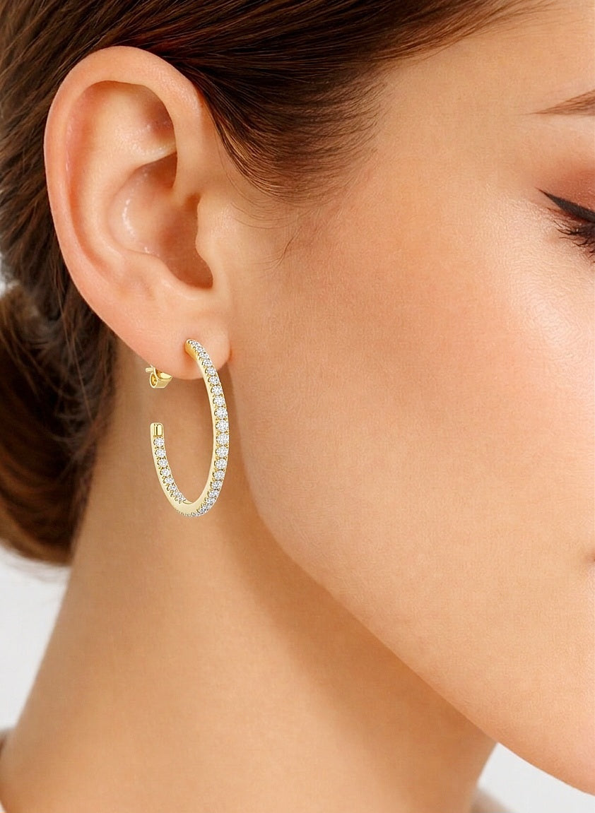 14K Gold Huggie Hoop  Diamond Earrings Classic And Comfortable Style Gift For Her - HIGHCARAT DIAMONDS #wearthelook