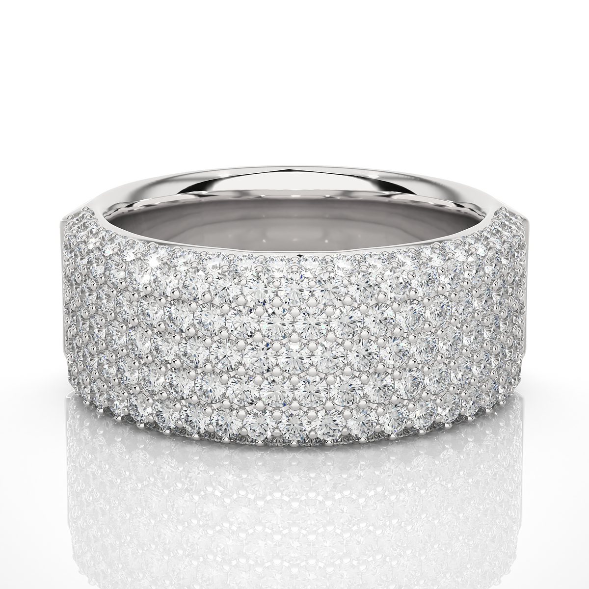 14K Gold Round Cut Diamond 5-Row Pave Gold Eternity Band Ring For Women's - HIGHCARAT DIAMONDS