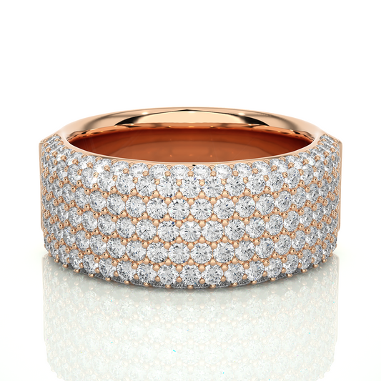 14K Gold Round Cut Diamond 5-Row Pave Gold Eternity Band Ring For Women's - HIGHCARAT DIAMONDS