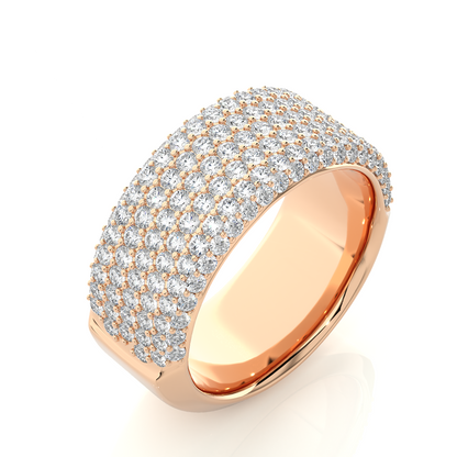 14K Gold Round Cut Diamond 5-Row Pave Gold Eternity Band Ring For Women's - HIGHCARAT DIAMONDS