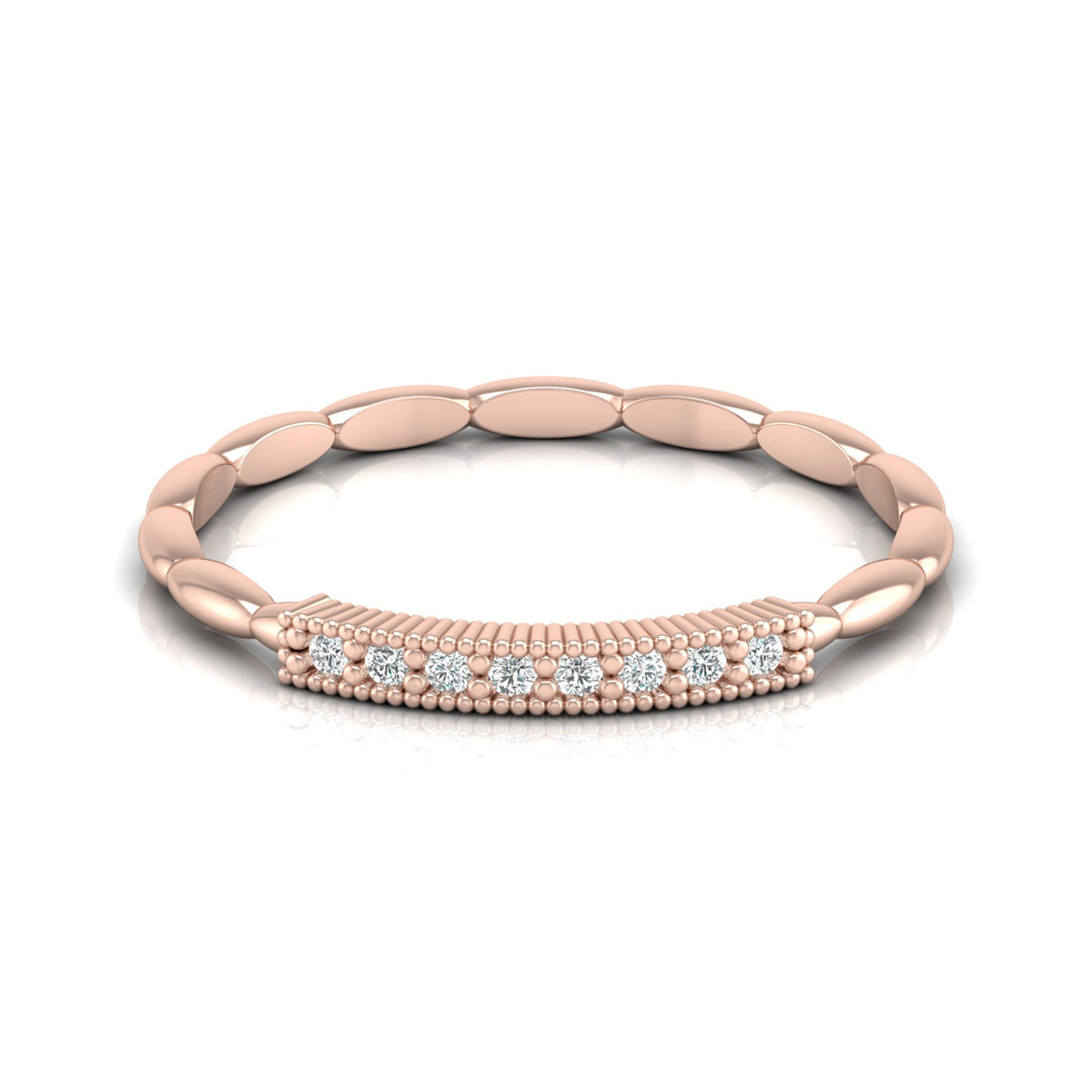 Round Cut Labgrown Diamond Wedding Band Vintage 14 KT Solid Gold Ring For Women's - HIGHCARAT DIAMONDS