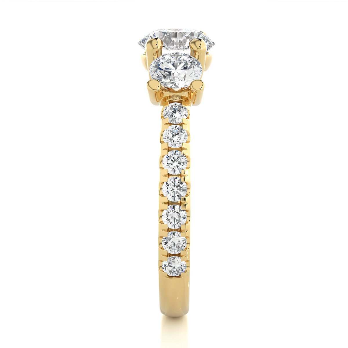 14K Gold Three Stone Engagement Ring With Side Stones 2.22 Ct Brilliant Round Cut lab grown Promise Ring - HIGHCARAT DIAMONDS