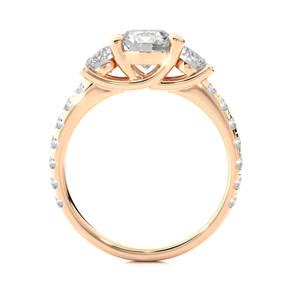 14K Gold Three Stone Engagement Ring With Side Stones 2.22 Ct Brilliant Round Cut lab grown Promise Ring - HIGHCARAT DIAMONDS