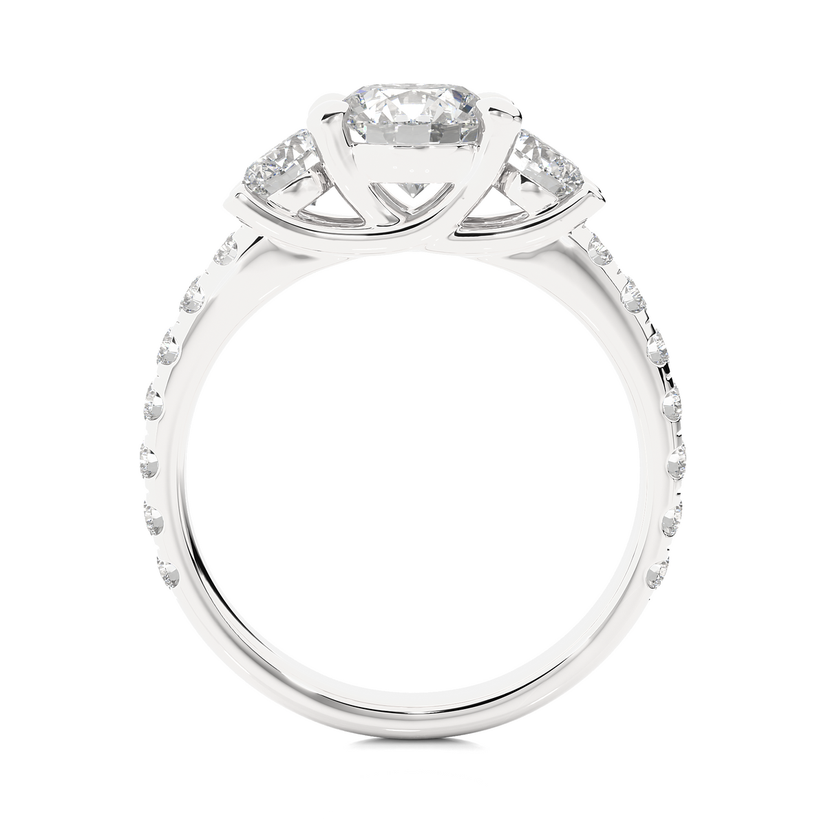 14K Gold Three Stone Engagement Ring With Side Stones 2.22 Ct Brilliant Round Cut lab grown Promise Ring - HIGHCARAT DIAMONDS