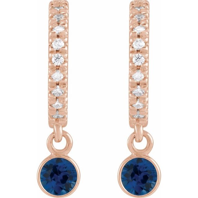 14k-rose-lab-grown-blue-sapphire-&-.08-ctw-natural-diamond-french-set--hoop-earrings