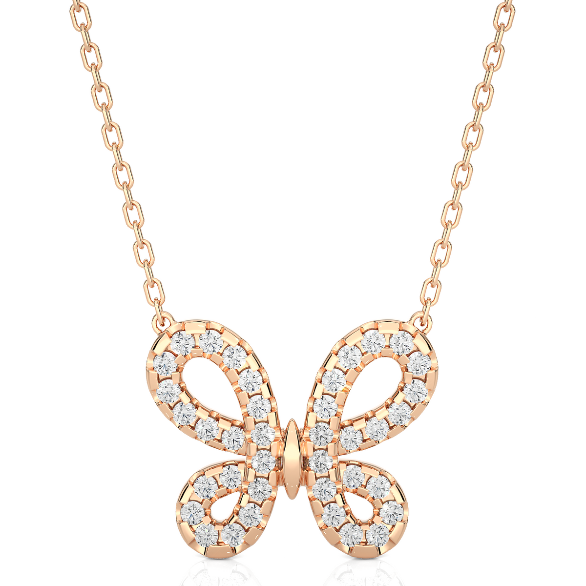 14K Solid Gold Butterfly Pendant with 0.31 CT Lab-Grown Diamonds Delicate Minimalist Jewelry - HIGHCARAT DIAMONDS