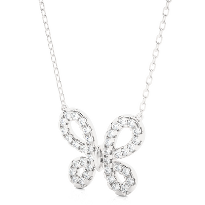 14K Solid Gold Butterfly Pendant with 0.31 CT Lab-Grown Diamonds Delicate Minimalist Jewelry - HIGHCARAT DIAMONDS
