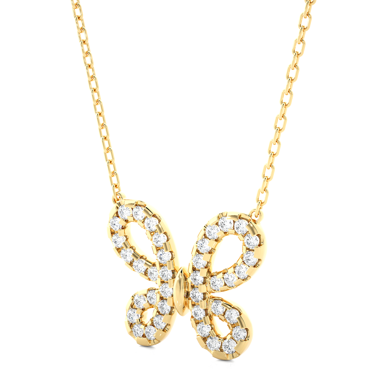 14K Solid Gold Butterfly Pendant with 0.31 CT Lab-Grown Diamonds Delicate Minimalist Jewelry - HIGHCARAT DIAMONDS