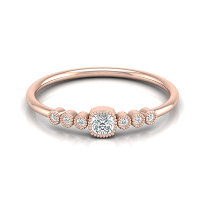 14K Solid Gold Cushion And Round Diamond Ring Cushion Cut Art Deco Engagement Ring - HIGHCARAT DIAMONDS