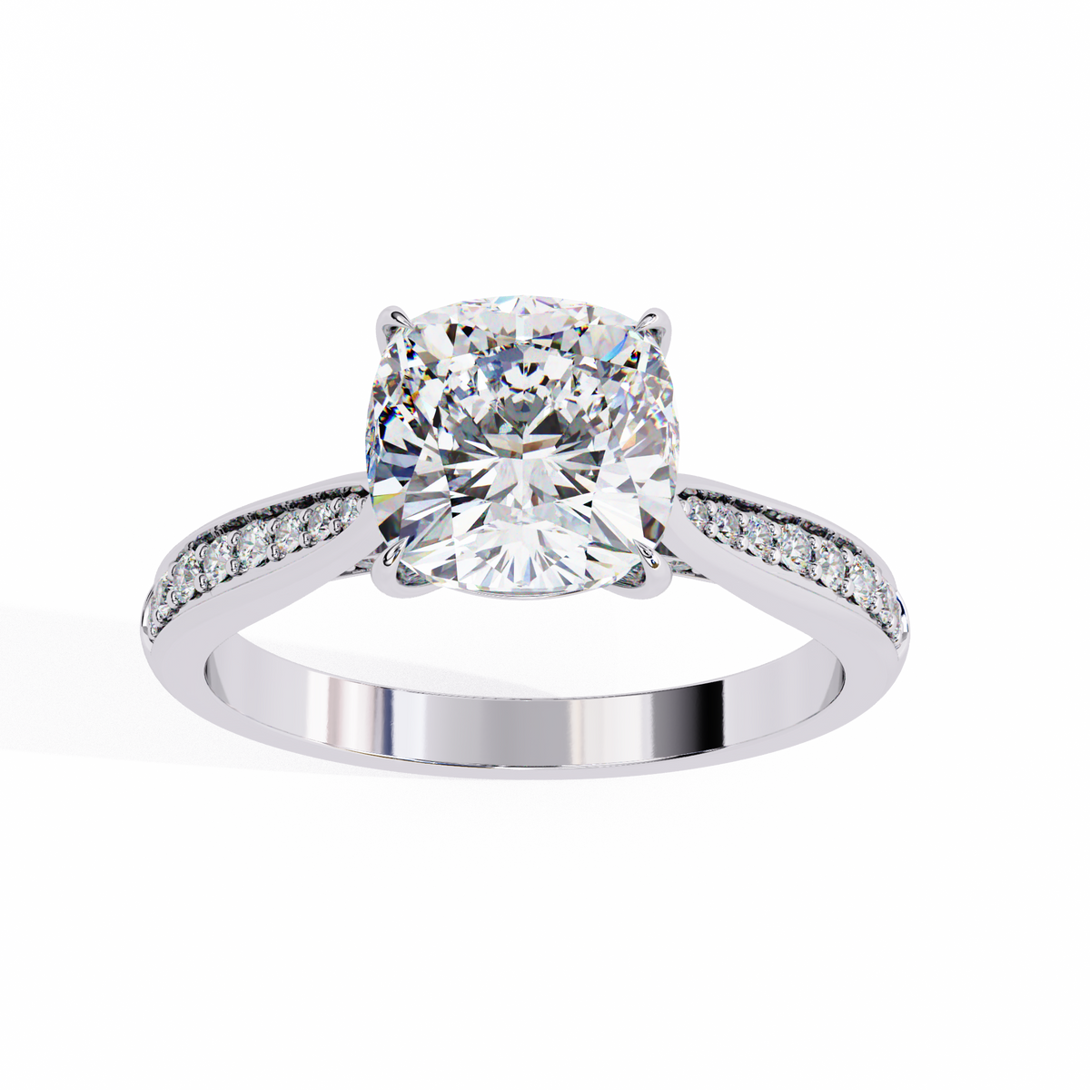 14K Solid Gold Cushion And Round lab Grown Diamond  Pave Set, Elegant Look Gift For her - HIGHCARAT DIAMONDS