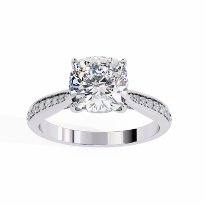 14K Solid Gold Cushion And Round lab Grown Diamond  Pave Set, Elegant Look Gift For her - HIGHCARAT DIAMONDS