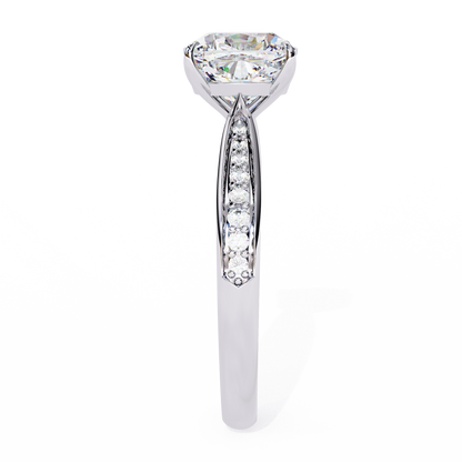 14K Solid Gold Cushion And Round lab Grown Diamond  Pave Set, Elegant Look Gift For her - HIGHCARAT DIAMONDS