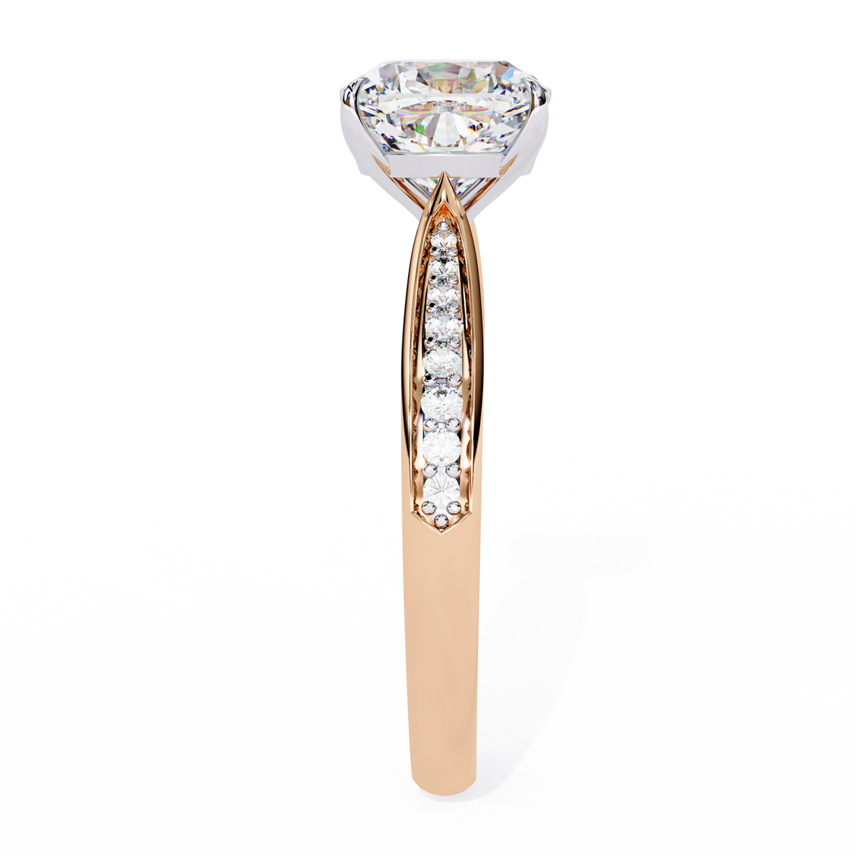 14K Solid Gold Cushion And Round lab Grown Diamond  Pave Set, Elegant Look Gift For her - HIGHCARAT DIAMONDS